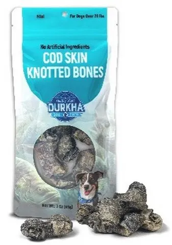 1ea 2.5oz Durkha Mini Cod Skin Knotted Bones - Treats